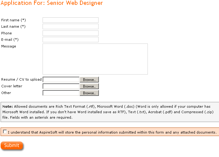 creating a job application